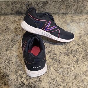 Vionic Women's Shayna Comfort Lowtop Sneakers Dark Navy Blue/Pink Size 7